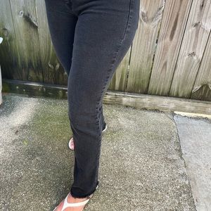 Black washed straight leg jeans